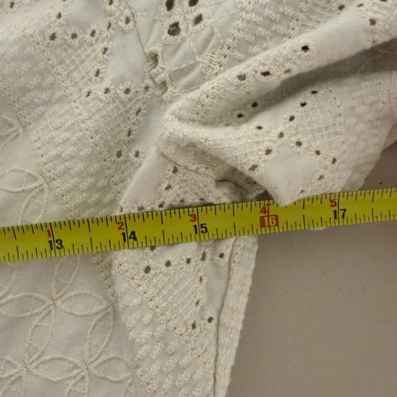 Maeve by Anthropologie Cream Eyelet Midi Dress V-Neck Size M - Picture 9 of 10